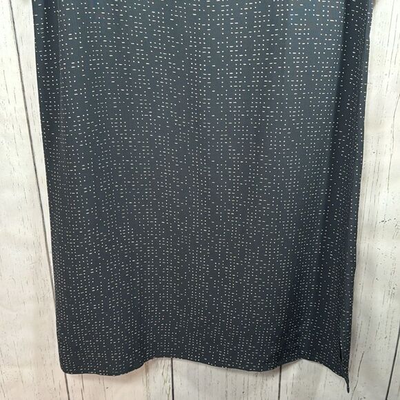Eileen Fisher Gray Tencell Blend Morse Code Shift Short Sleeve Lightweight Dress - Picture 8 of 13